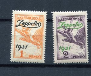 Hungary Mi 478-9 Sc C24-5 MH Overprint  ZEPPELIN 1931 Cv 200 euro 7050