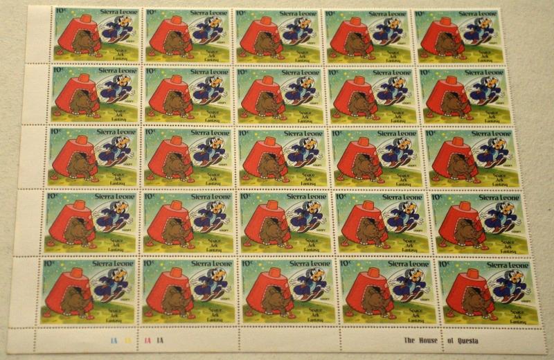 6 Sierra Leone DISNEY Space Ark Fantasy Topical Stamps Postage Blocks MINT NH