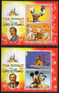 Afghanistan 2007 THE WORLD OF WALT DISNEY/DONALD/MICKEY MOUSE 2 S/S MNH