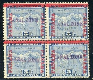 US Possessions - Canal Zone 2 Possessions F - VF Hinged Block of 4 - Disturbe...