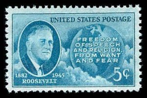 PCBstamps   US # 933 5c FDR & Globe, MNH, (15)