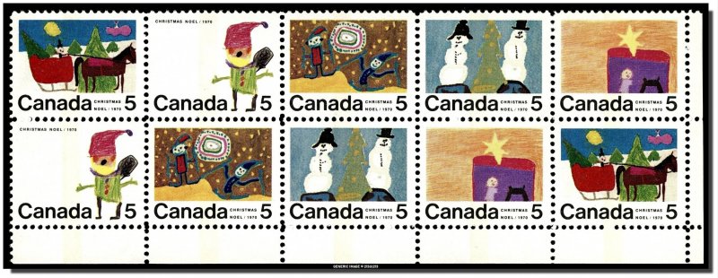 Canada - 519p-523p (523ap) LR MNH - Christmas (1970) 5¢  CV 12.00$