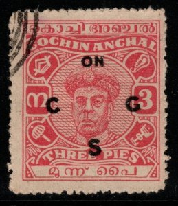 INDIA-COCHIN SGO84 1946 3p CARMINE OFFICIAL USED