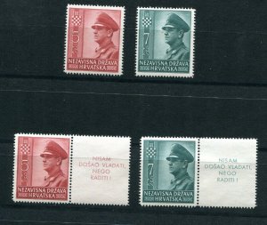 CROATIA WW2 GERMAN PUPPET STATE 1943 B29-B30 PAVELIC COMBOS PERFECT MNH (4)