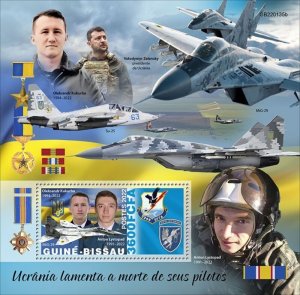 Guinea-Bissau - 2022 Ukrainian Pilots Mourned - Stamp Souvenir Sheet - GB220135b