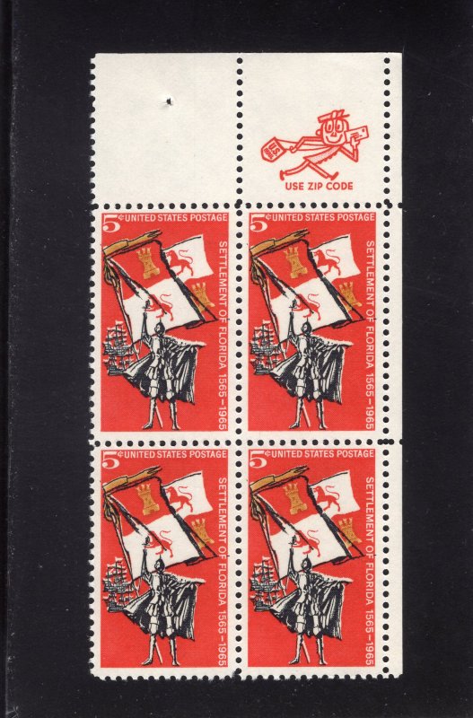 1271 Settlement of Fla, MNH UR-ZIP blk/4