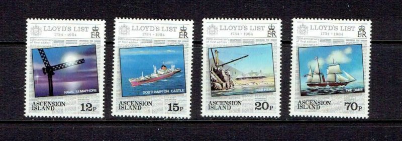 ASCENSION ISLAND - 1984 LLOYD'S LIST - SCOTT 351 TO 354 - MNH