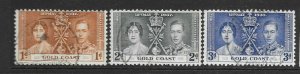 GOLD COAST SG117/9 1937 CORONATION SET USED