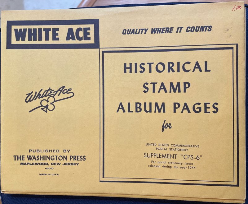 New White Ace Pages U.S. Commemorative Postal Stationary 1977 CPS-6 