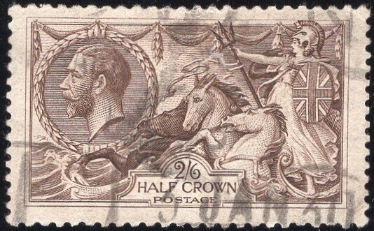 Great Britain 179 - Used - 2sh6p Britannia / Sea Horses (1919) (cv $82.50) (2)