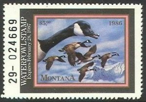 MT1 1987 MONTANA 1st State Duck Stamp (THORNBRUGH) OGNH-OFFER?