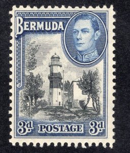 Bermuda 1942 3p deep ultramarine & black Lighthouse, Scott 121A MH, value =$1.40
