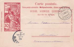 Switzerland 1900 10c Oberegg to London Prepaid Postard used VGC