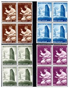 VATICAN 416-419 MNH VF BLOCKS POPE PAUL VI & UN Complete set