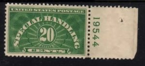 QE3 Parcel Post Special Handling Right 19544 Plate Number Single Mint