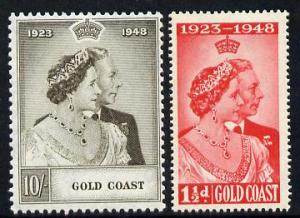 Gold Coast 1948 KG6 Royal Silver Wedding set of 2 unmount...