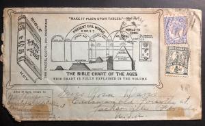 1908 Queensland Australia Bible Advertising  Cover To Jacksonville FL USA