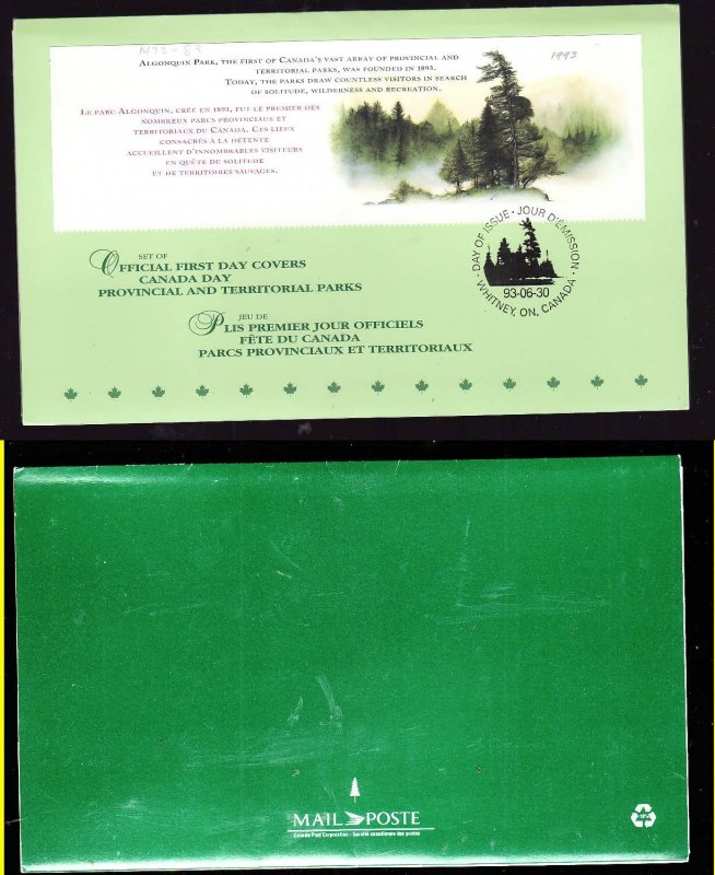 Canada-Sc#1472-83-stamps on FDCs with folder-Provincial & Territorial Parks-1993