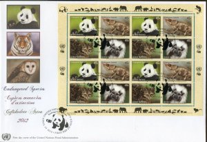 UNITED NATIONS 2012 ENDANGERED SPECIES NY GENEVA VIENNA SHEETS FIRST DAY COVERS