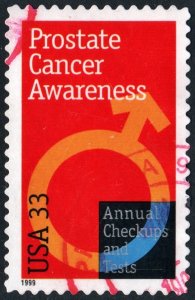 SC#3315 33¢ Prostate Cancer Awareness Single (1999) Used