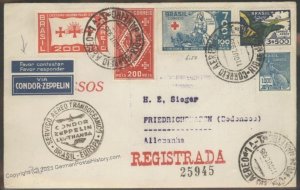 Brazil 1935 Graf Zeppelin Mi488A Flown Registered Cover Beuerle Estate 112511