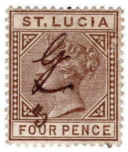 (I.B) St Lucia Revenue : Duty Stamp 4d (SG 34)