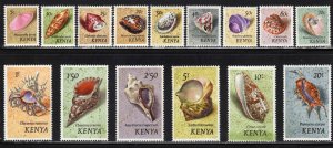 Kenya #36-50 ~ Cplt Set of 15 ~ Sea Shells ~ Mint, NH  (1971)