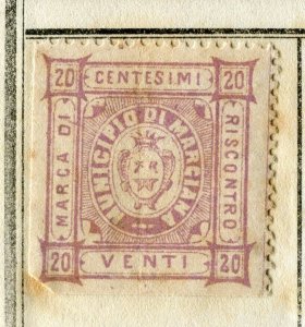 ITALY; 1870s-80s classic Local Post Revenue issue Mint hinged, Marciana