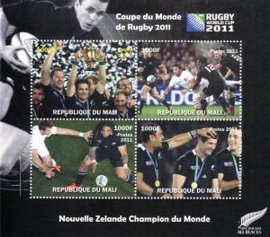 Mali 2011 RUGBY ALL BLACKS New Zealand Sheet Perforated Mint (NH) #2