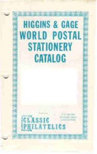 SOUTH WEST AFRICA  -    HIGGINS and GAGE SPECIALISED POSTAL STATIONERY CATALOGUE