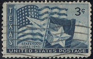 938 3 cent Texas Statehood  Stamp used F-VF