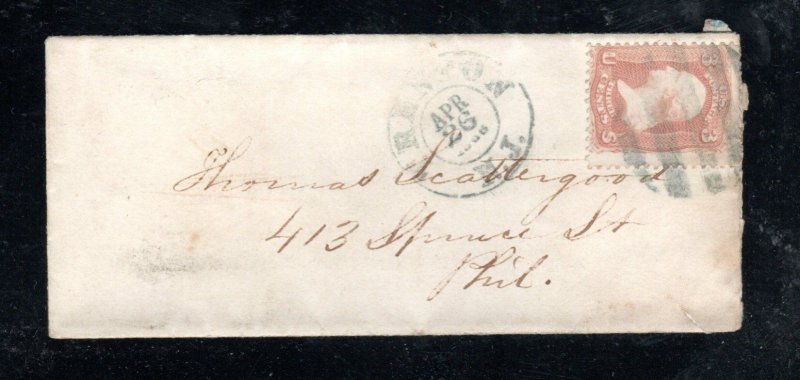 US 1866 Fancy Cancel Trenton, NJ.,  Sc #65 to Phil.