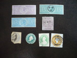 Stamps - India Fiscal and Cut Squares - Used 8 Stamps