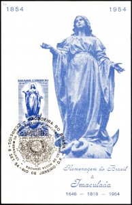 1954 Brazil Postcard Immaculate Our Lady Conception São Gabriel Philatelic Circl