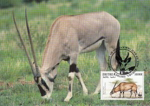 Eritrea 1996 Maxicard Sc #261b 3b Beisa oryx WWF