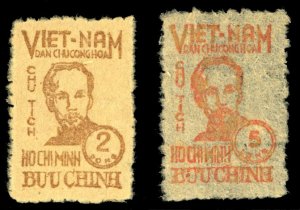 Vietnam - North #1L62-63 Cat$40, 1948 Ho Chi Minh, set of two, without gum as...