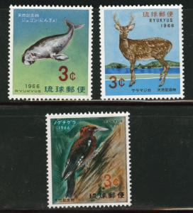 RYUKYU (Okinawa) Scott 140-2 MNH** 1966 Nature conservation 