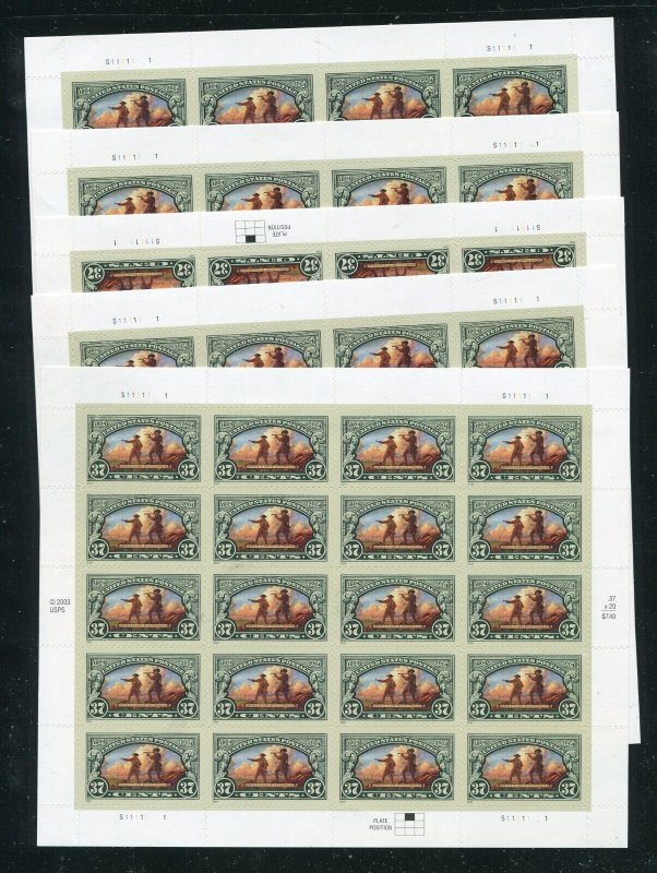 3854 Lewis and Clark FIVE SHEETS of 20 37¢ Stamps MNH Doscount!