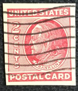 US #UX38 Used Post Card Cut Square Ben Franklin SCV $.25