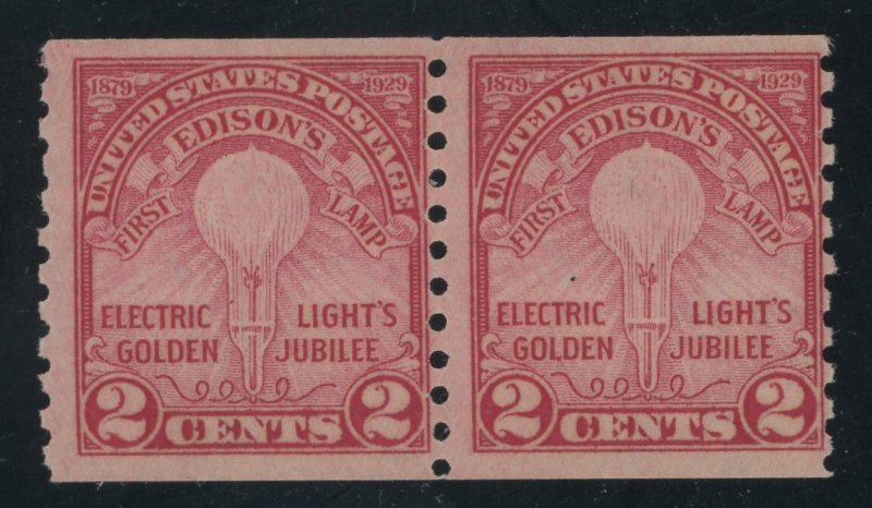 USA 656 - 2 cent Edison Coil pair - Fine Mint never hinged