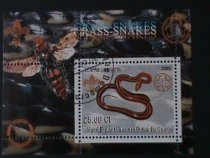 ​CONGO-2002- GRASS SNAKES CTO S/S VF WE SHIP TO WORLDWIDE &  COMBINED SHIPPING