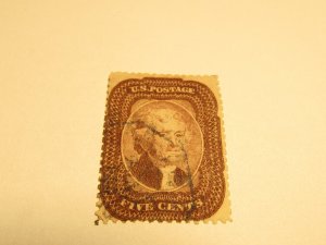 US Stamp, Scott #29 Jefferson 5c - Used - CV $340.00, Year Issued 1859,