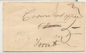 Canada Thamesville CW ws stampless cover Weak drank readable