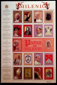 NICARAGUA Sc 2357 NH MINISHEET OF 2000 - POPES - (CT5)