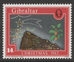 Gibraltar 485 Christmas Red 14p single MNH 1982