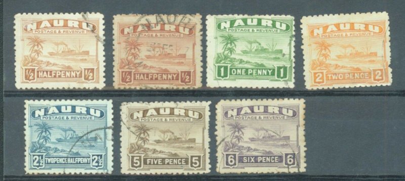 Nauru 1924 rough surface 6 vals from sg.26A to 34A used