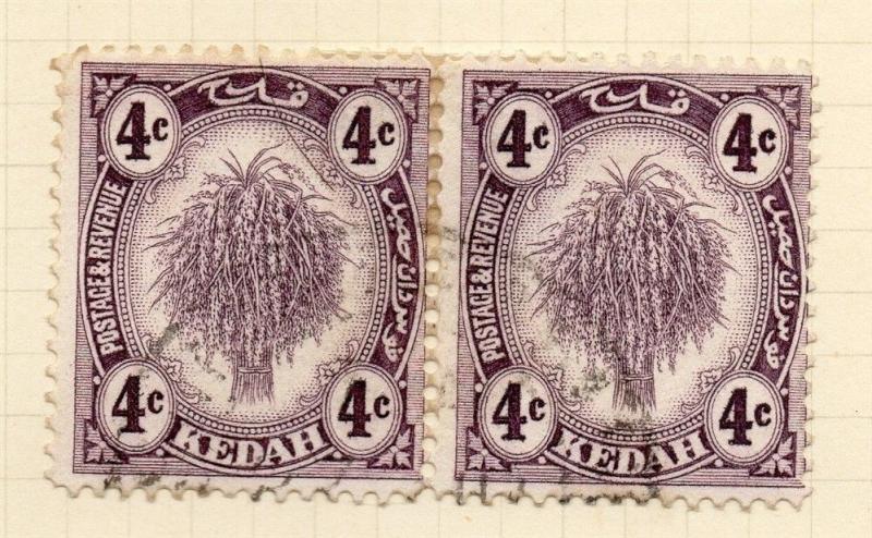 Kedah 1922-36 Early Issue Fine Used 4c. Pair