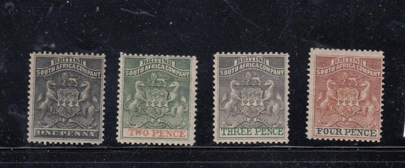 RHODESIA BSAC #s 2-5,8-11,13,24-25,8 MH CRESTS CAT VALUE $445+