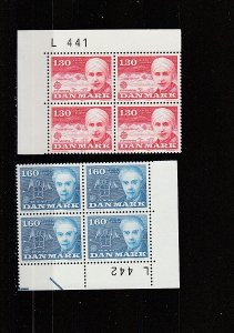 Denmark  Scott#  664-665  MNH  Plate Blocks  (1980 Europa)