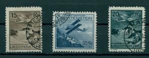 LIECHTENSTEIN, 3 AIRPOSTSTAMPS ISSUE 1930 VFU	